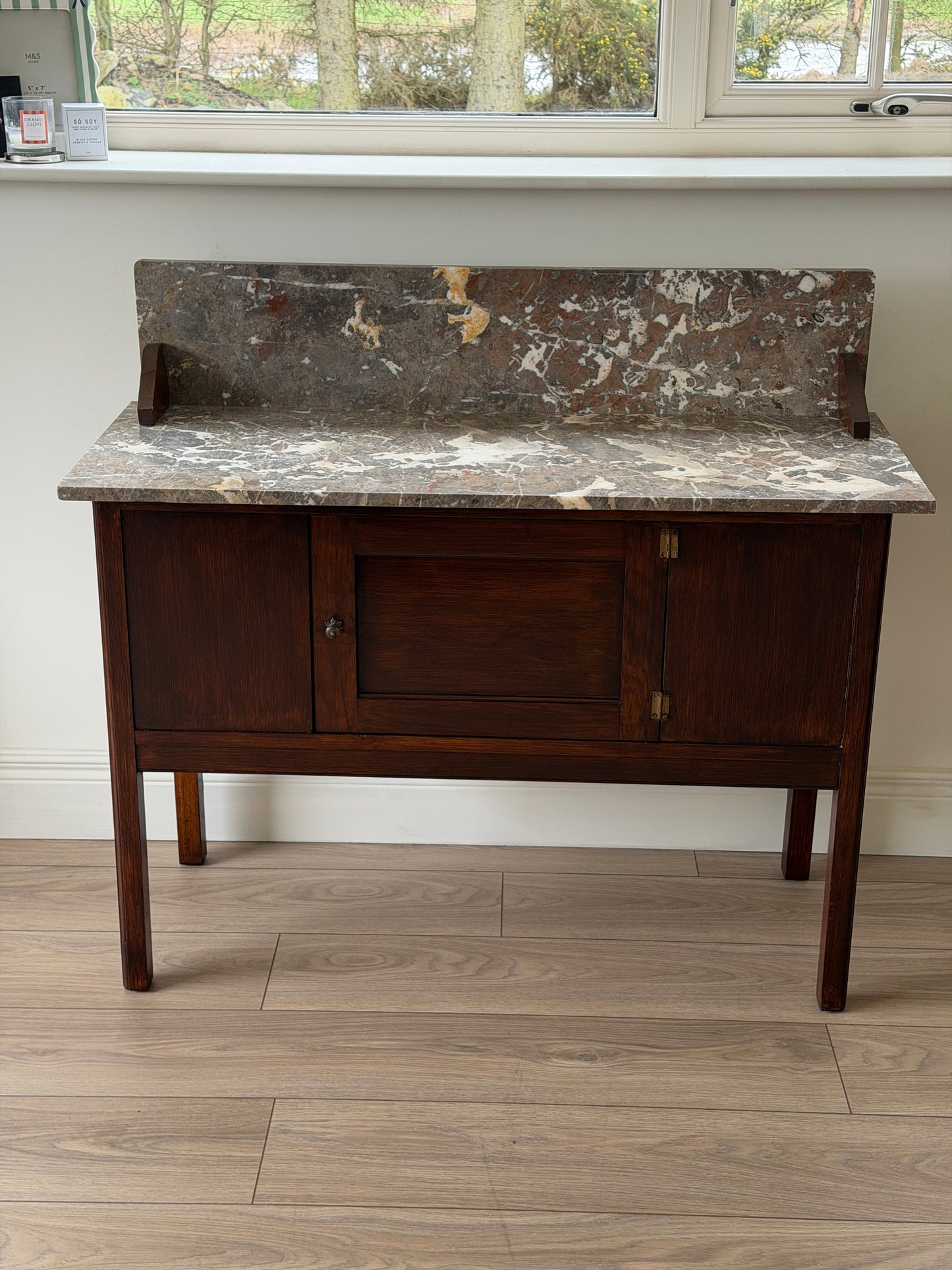 Early 20th Oak & Marble washstand