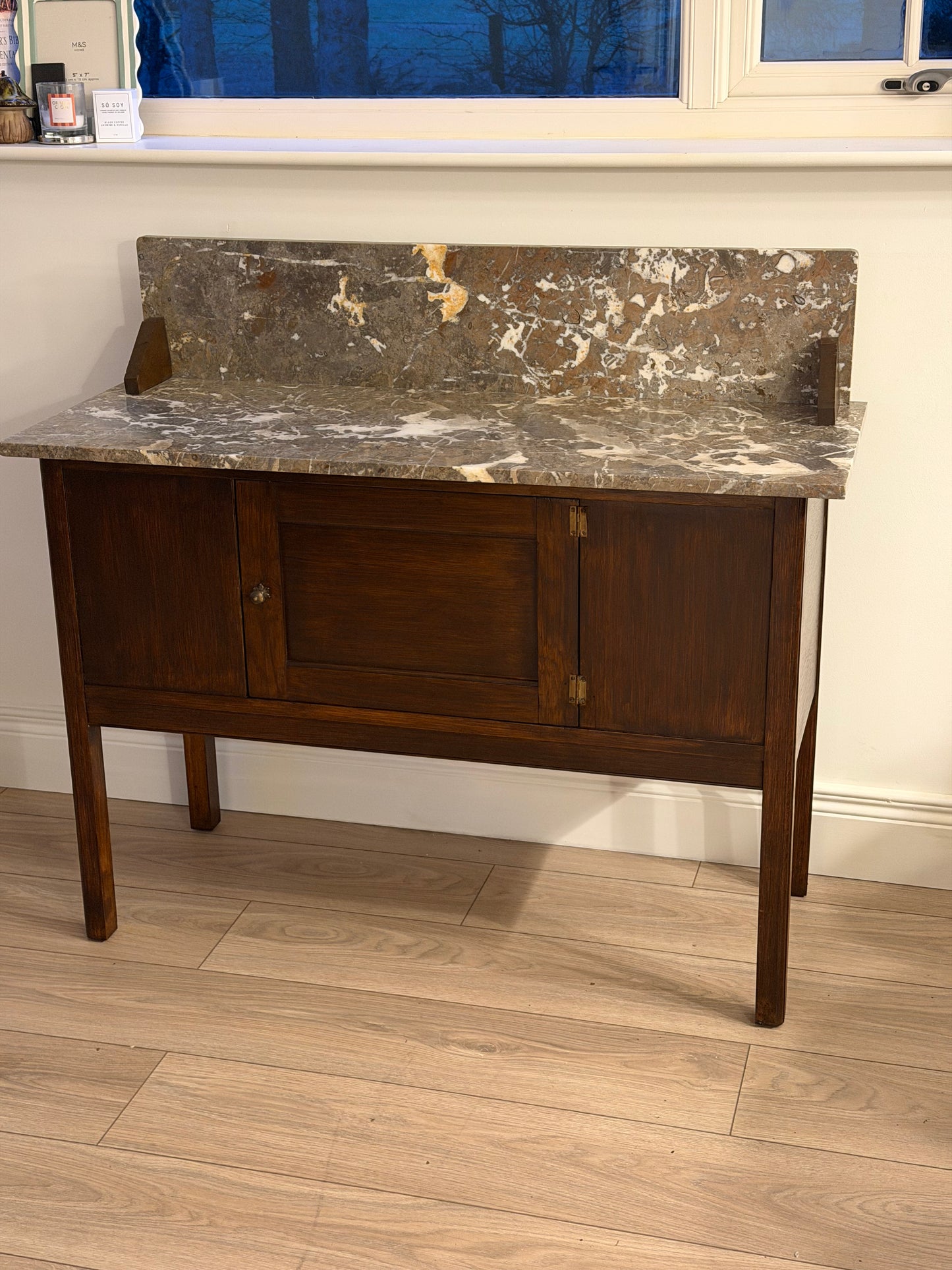 Early 20th Oak & Marble washstand