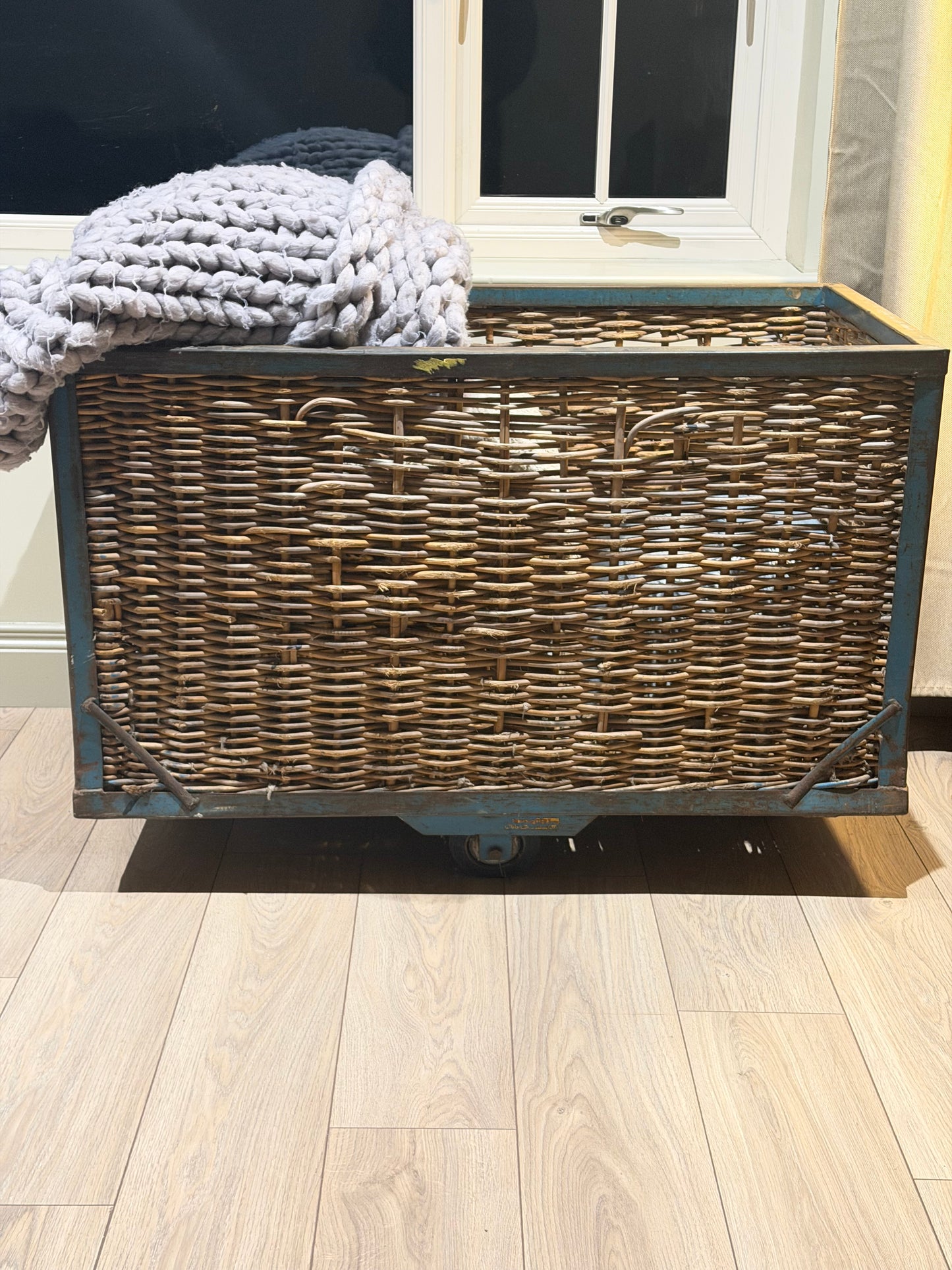 Vintage Industrial Wicker Trolley