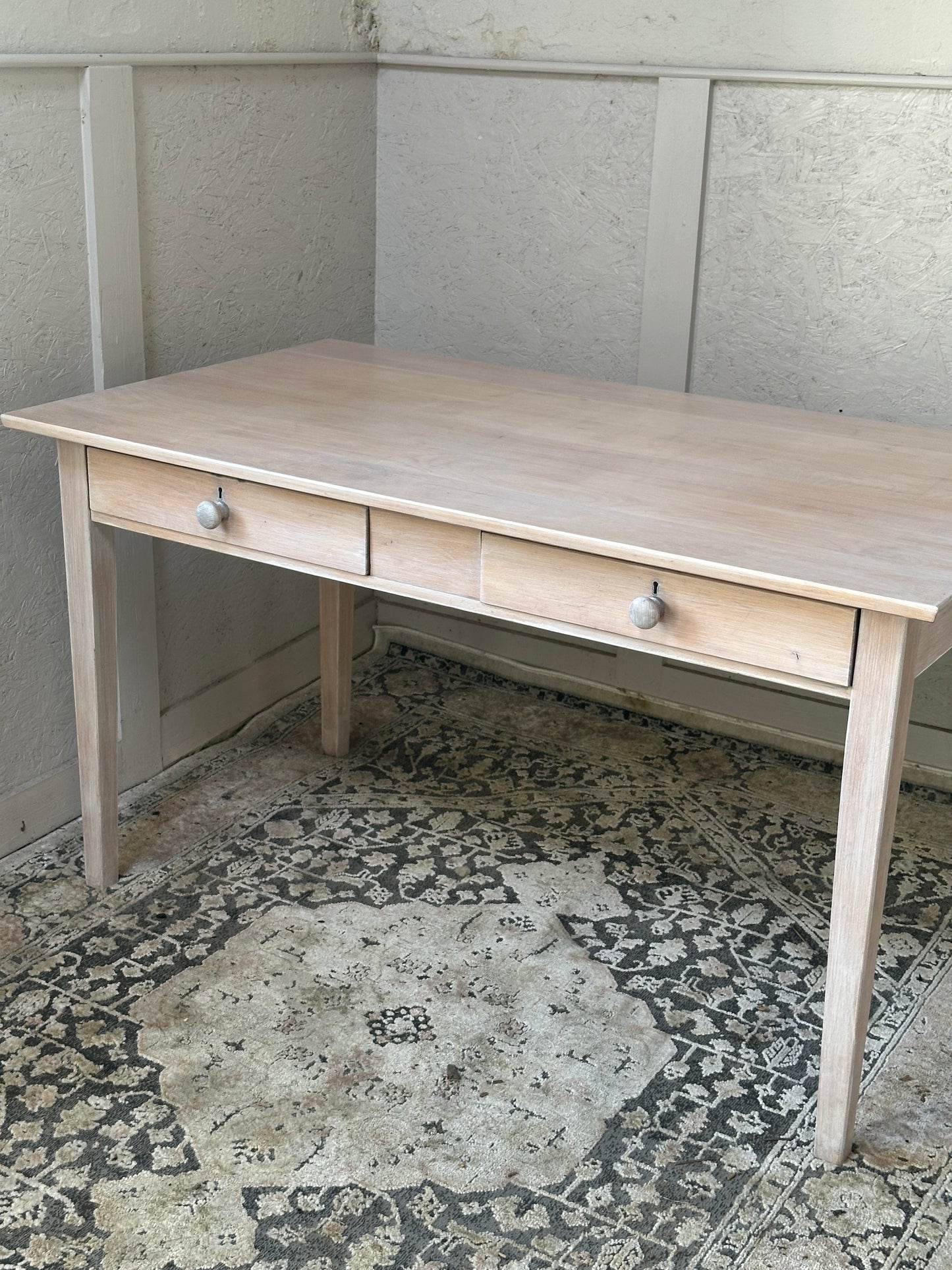 1950s Beech Kitchen Table with 2 Drawers