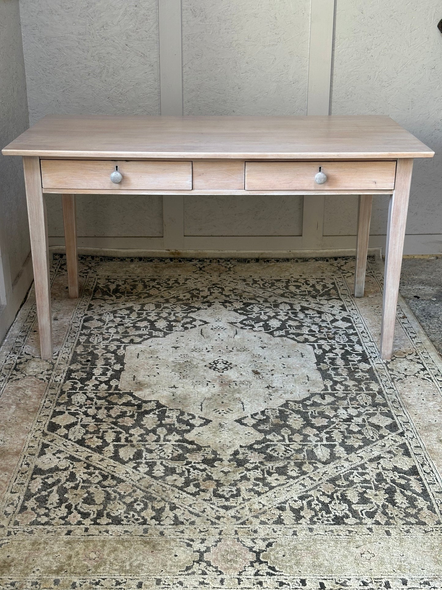 1950s Beech Kitchen Table with 2 Drawers