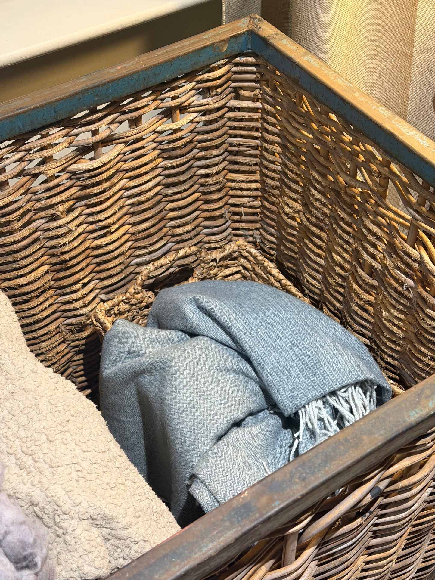 Vintage Industrial Wicker Trolley