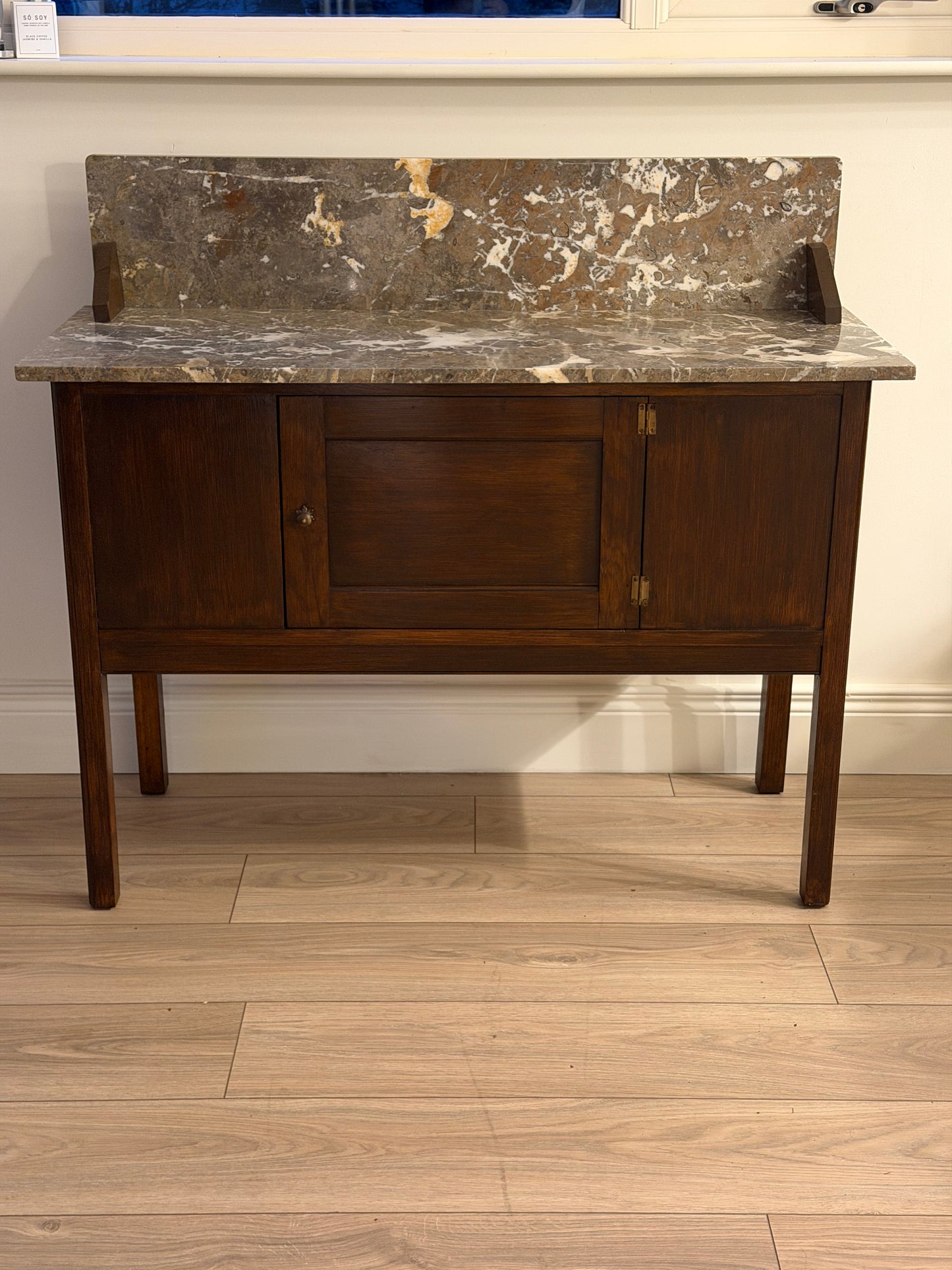Early 20th Oak & Marble washstand