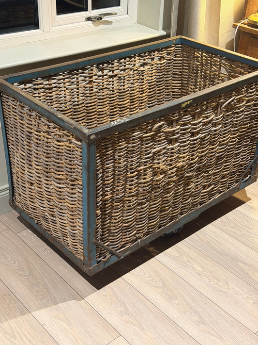 Vintage Industrial Wicker Trolley