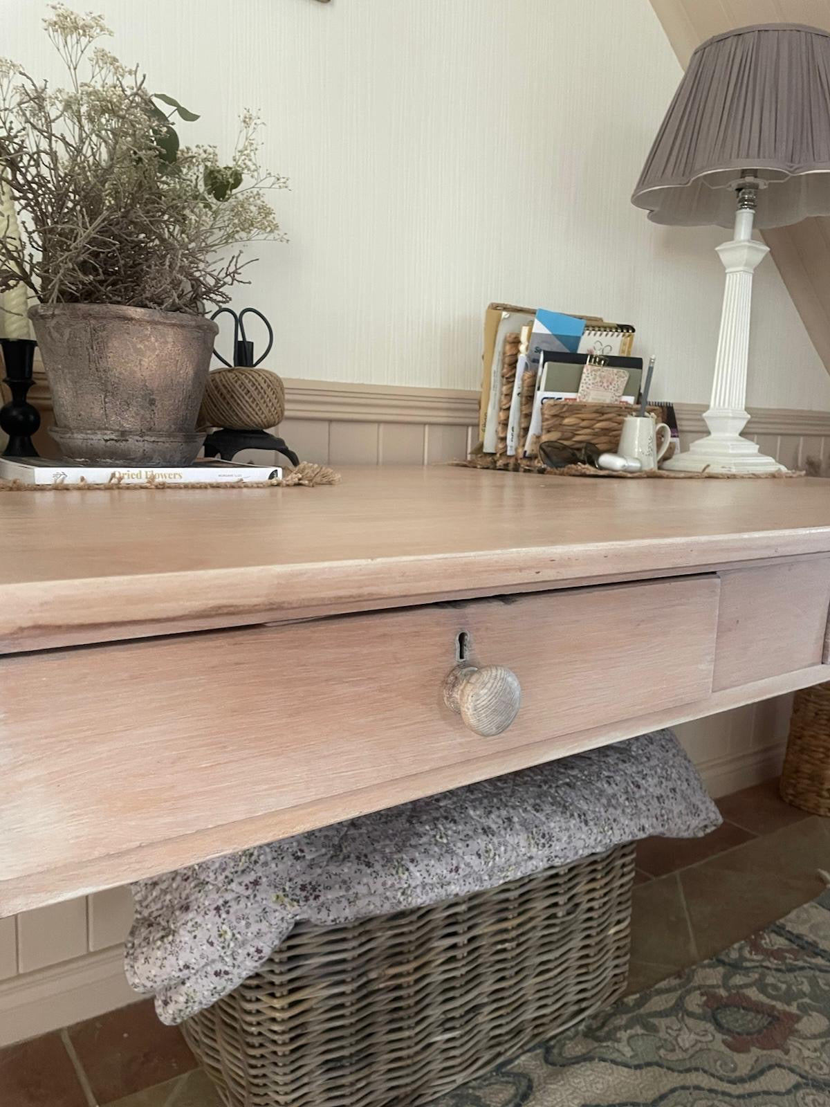 1950s Beech Kitchen Table with 2 Drawers