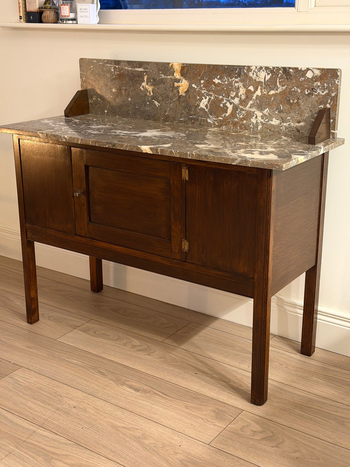 Early 20th Oak & Marble washstand