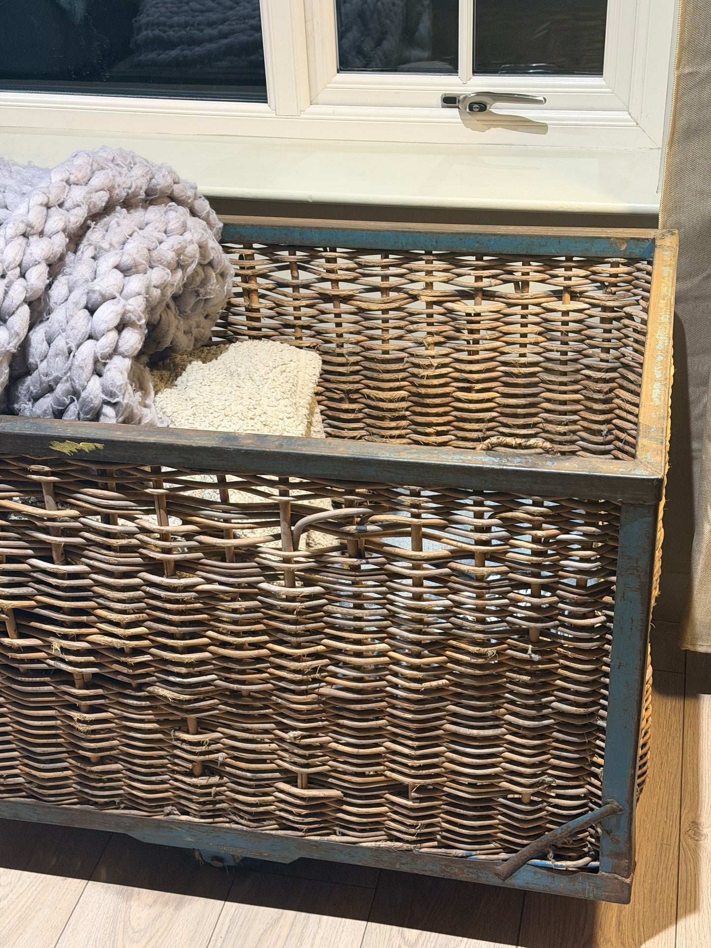 Vintage Industrial Wicker Trolley