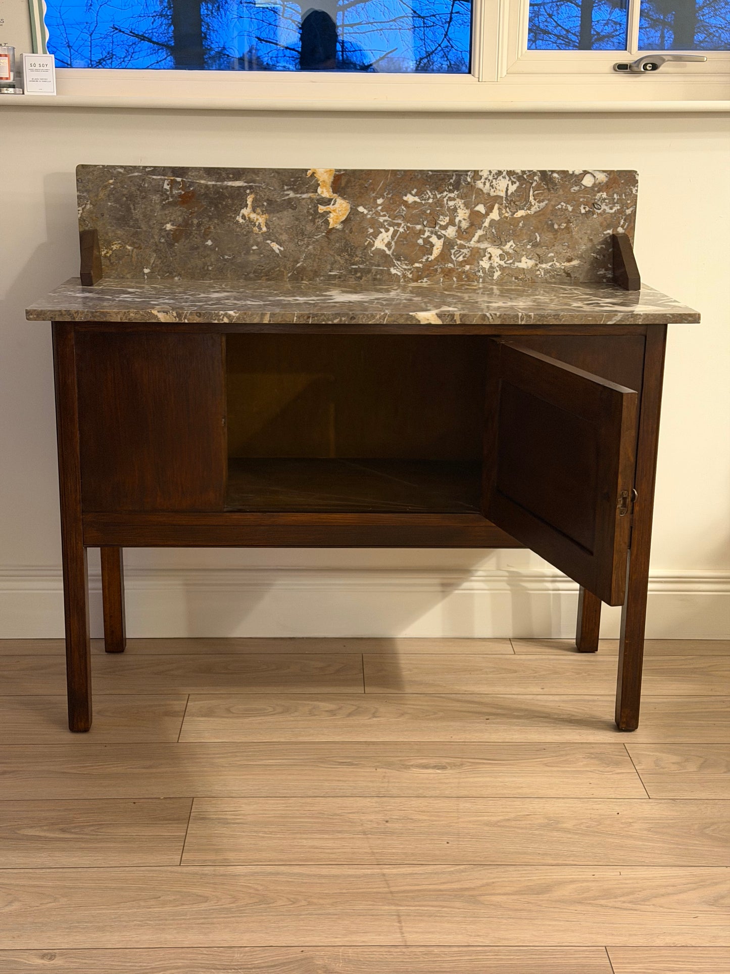 Early 20th Oak & Marble washstand