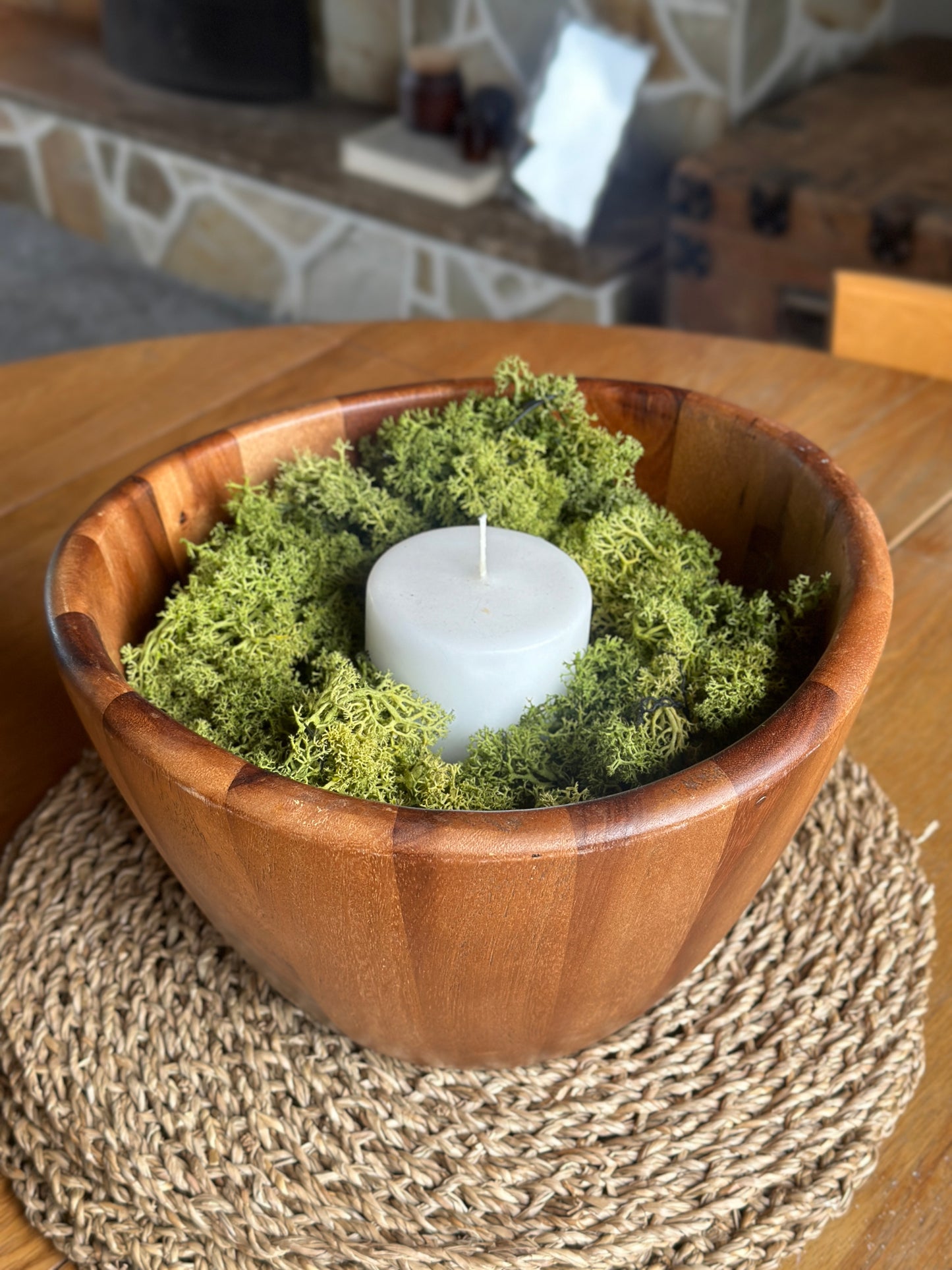 Large Mid-Century Acacia Salad/Dressing Bowl